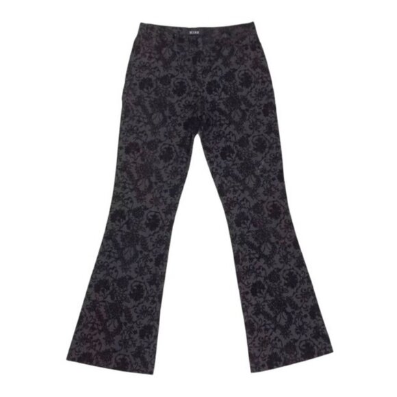 Y2K Black Floral Velvet Mid Rise Flare Jeans | Mob Wife Dark Academia Whimsigoth - Picture 8 of 10
